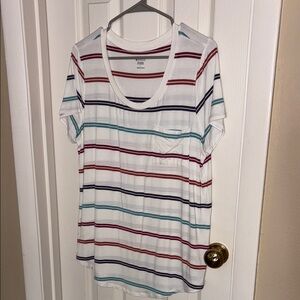 Market & Spruce White and Red Relaxed Short Sleeve Tee